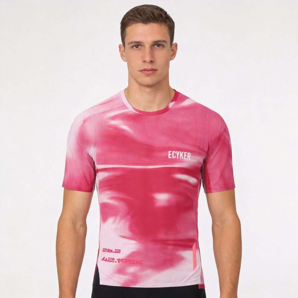 Custom Running Gradient Pink Men’s Vest Singlet T-shirt Marathon Quick Dry Breathable Gym Workout Fitness Training Athletic Wear