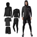 Customized Autumn Men’s Elegant Polyester Full Tennis Sports Football Hooded Casual Black Men’s Summer Sports Suit Wear