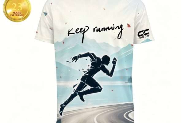 Custom Sublimation Marathon Tee Mountain Lake Maple Leaf Road Runner Keep Running Quick Dry Custom Logo Sport Uniform