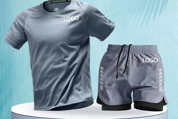Men’s 2 Piece Athletic Sets Quick Dry T Shirt 2 in 1 Shorts Marathon Training Wear Running Basketball Training Workout Clothing