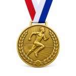 Custom 3D Zinc Alloy Gold Medal Running Race Marathon Track and Field Medals Metal Sport Award Medals with Ribbon for School