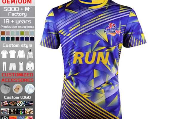 Factory OEM ODM Custom Sublimation Men Running T-Shirt Moisture Wicking Breathable Quick Dry Marathon Sports Jersey Custom Logo