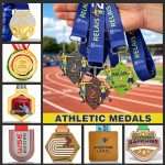 Personalized Custom Track Field Athletics Sports Award Medal 3D City Skyline Hollow Octagon Shape Antique Bronze Finisher Medals