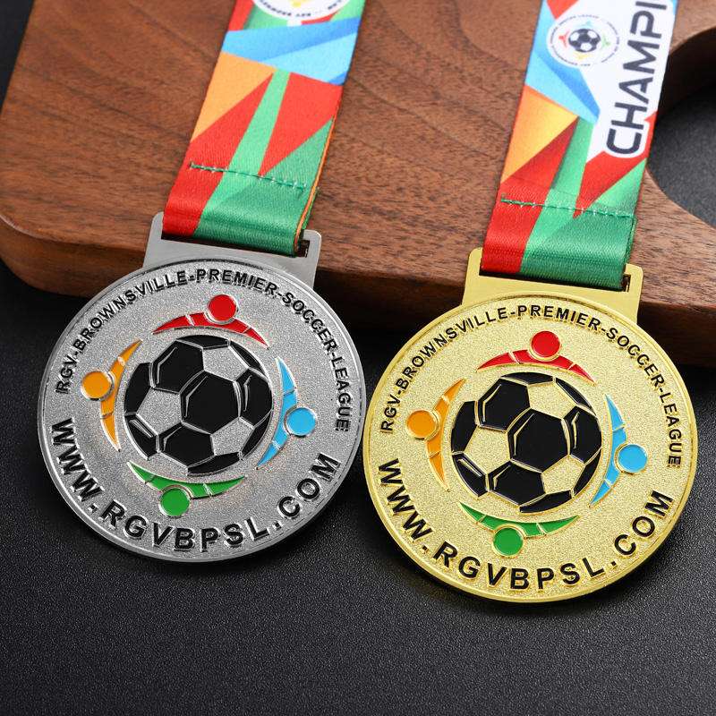 Free Sample Factory Custom Medals Sports Metal Logo Enamel Award Medal 2d 3D Gold Silver Football Soccer Medals with Ribbon