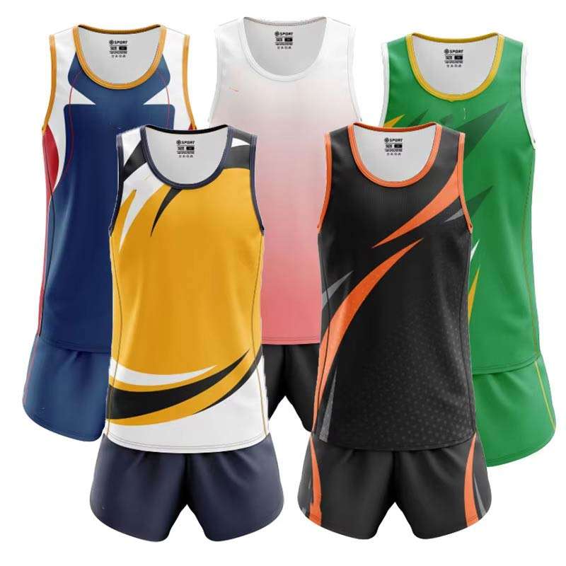 New Design Adults Unisex Running Outdoor Race Sprint Track Skinny Solid Printed Quick Dry Spandex/Polyester Marathon Jersey Set