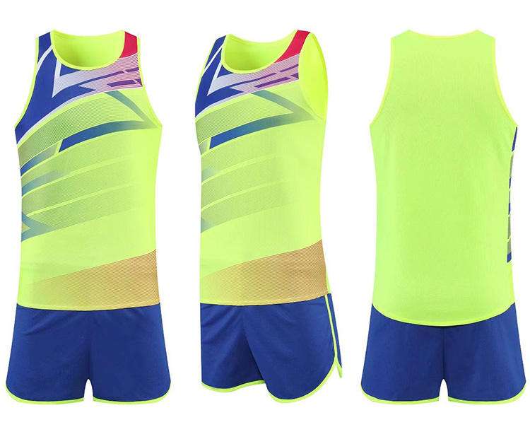 Custom Printed Unisex Sports Track Suit Breathable Track and Field Training Suit Set for Marathon Competition
