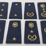 Custom Embroidered Rank Slides – Dark Blue Uniform Epaulettes with Gold Bullion Insignia