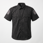 Custom Private Security Guard Uniform Shirt – Short-Sleeve Work Shirt with Shoulder Epaulets & Embroidered Arm Badges