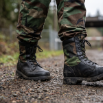Custom High-Top Camouflage Tactical Combat Boots – Rugged Leather & Woodland Camo Patrol Boots