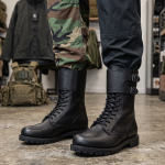 Custom Men High Cut Tactical Boots Black Leather Double Buckle Combat Boots Military Security Patrol Duty Shoes
