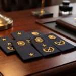 Custom Embroidered Rank Slides – Dark Blue Uniform Epaulettes with Gold Bullion Insignia