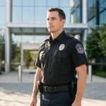 Custom Private Security Guard Uniform Shirt – Short-Sleeve Work Shirt with Shoulder Epaulets & Embroidered Arm Badges